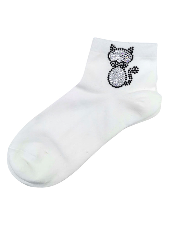 chaussettes chat charly blanche et strass
