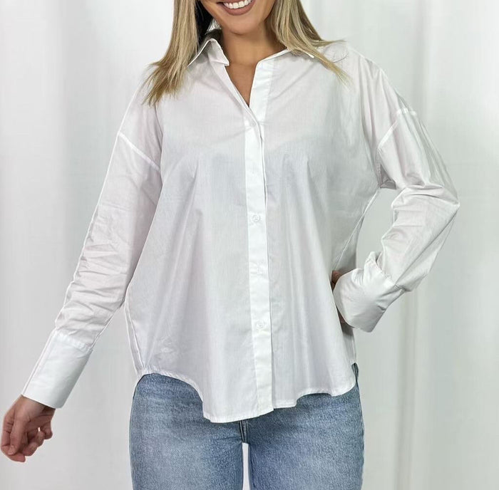 Chemise blanche basic coton mode femme sublima dress charly vernaison vourles millery